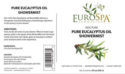 EuroSpa Aromatics Pure Eucalyptus Oil ShowerMist & Steam Room Spray – All-Natural 8oz
