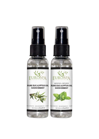 EuroSpa Aromatics Pure Eucalyptus Oil ShowerMist and Steam Room Spray, All-Natural Premium Aromatherapy Essential Oils - Variety Pack, 2 oz