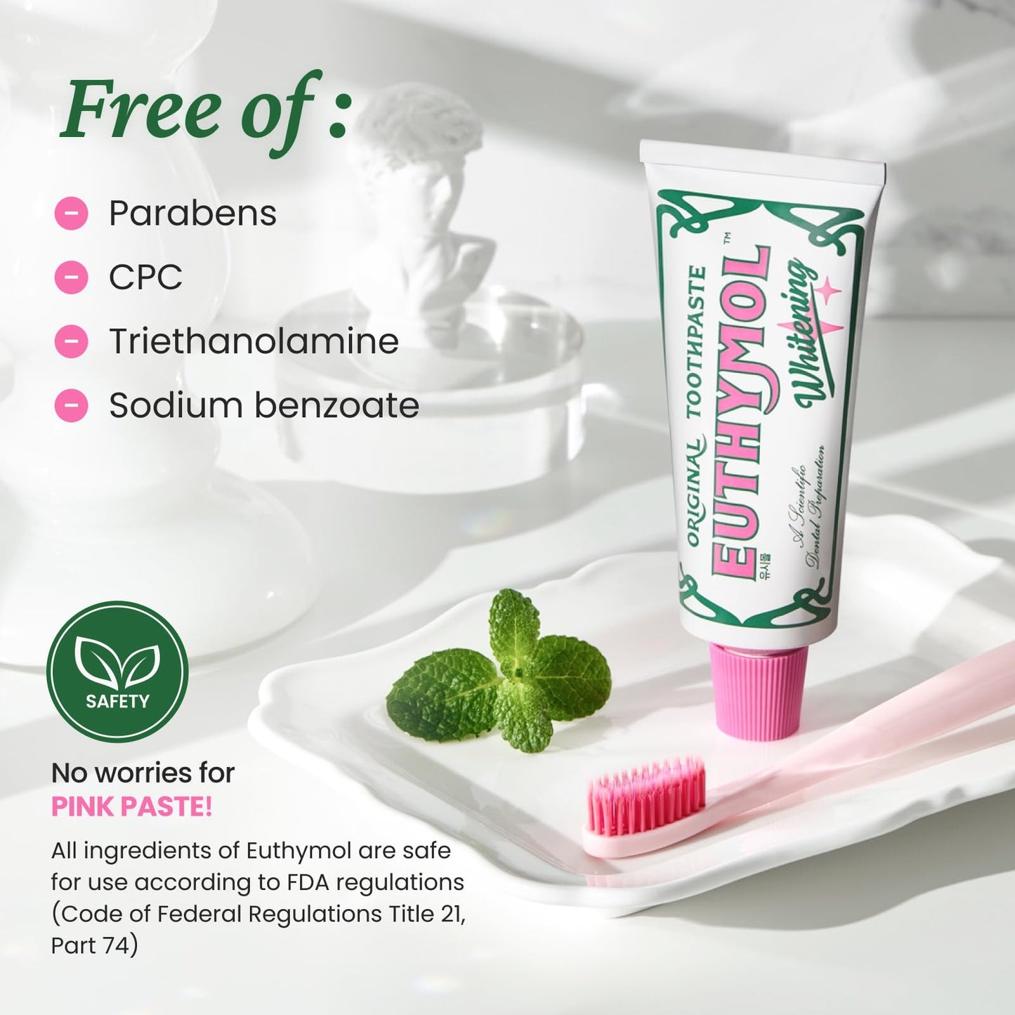 EUTHYMOL Whitening Travel Set – TSA-Friendly 1.4 oz Toothpaste + Toothbrush