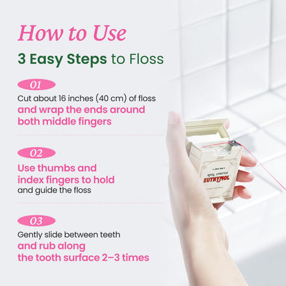 EUTHYMOL Pink Dental Floss (50m) – Slim Woven, Fresh Mint, Travel-Ready