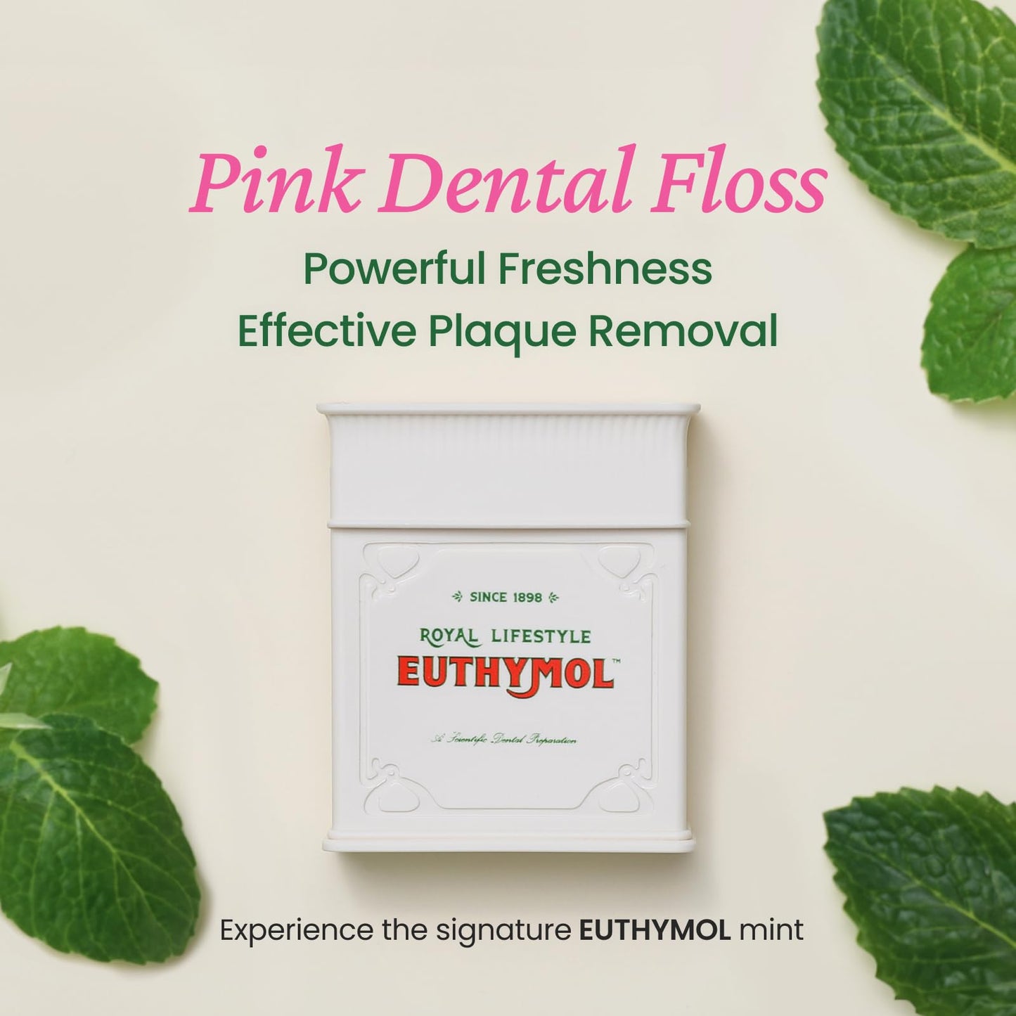 EUTHYMOL Pink Dental Floss (50m) – Slim Woven, Fresh Mint, Travel-Ready