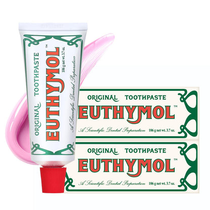 EUTHYMOL Original Pink Toothpaste – Fluoride-Free, 3.7 fl oz x2 Pack (Wintergreen Freshness)