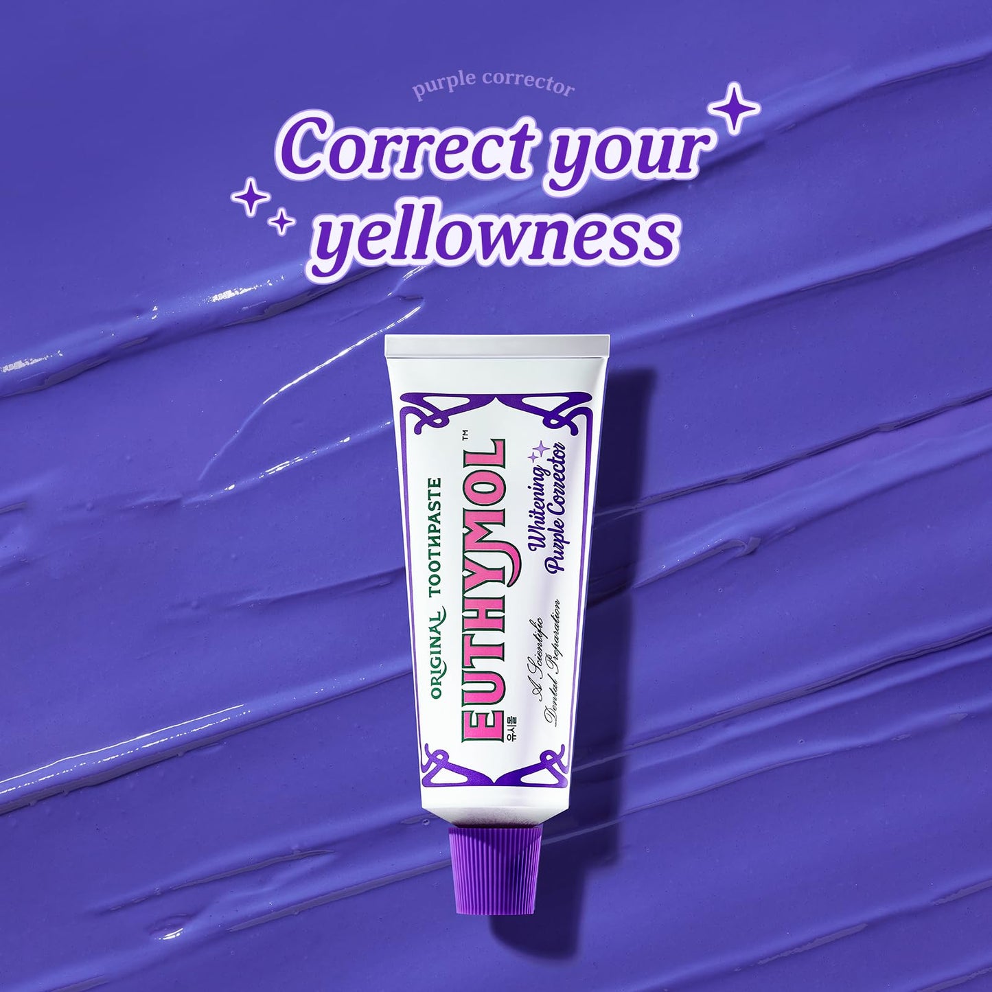Euthymol Purple Whitening Toothpaste (3.7 fl oz) – Violet Tone-Up for Yellow & Sensitive Teeth | 24H Stain Defense