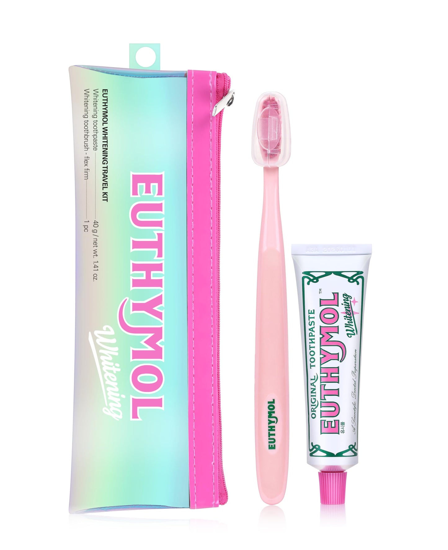 EUTHYMOL Whitening Travel Set – TSA-Friendly 1.4 oz Toothpaste + Toothbrush