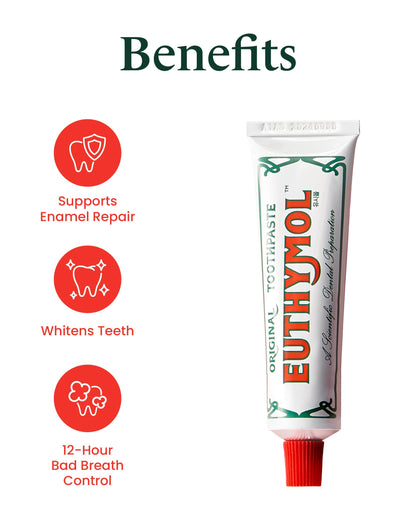 EUTHYMOL Original Toothpaste Travel Set - Fluoride-Free 3x1.4oz | Gift Set