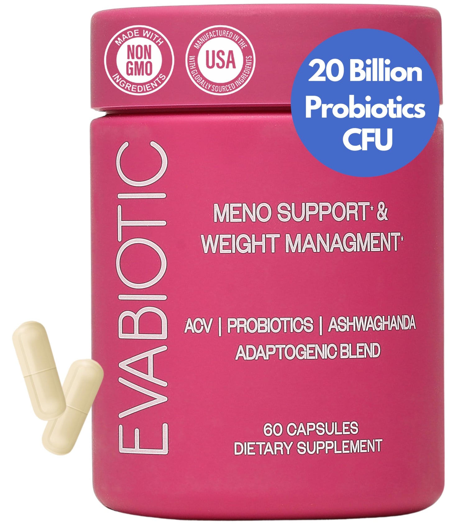 Complete Menopause Vitamins by EVABIOTIC – Vegan, Non-GMO Formula for Hot Flashes, Weight Management & Mood Support
