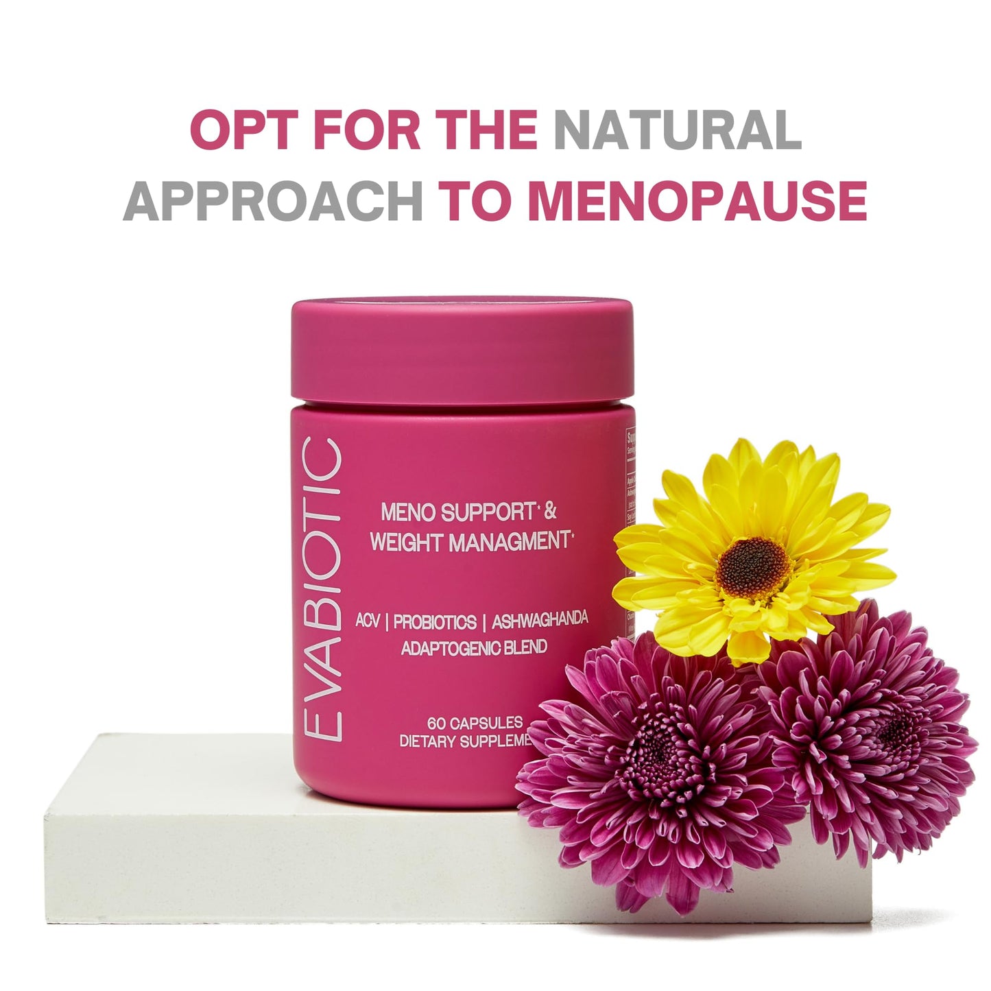 Complete Menopause Vitamins by EVABIOTIC – Vegan, Non-GMO Formula for Hot Flashes, Weight Management & Mood Support