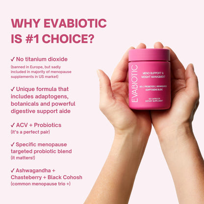 Complete Menopause Vitamins by EVABIOTIC – Vegan, Non-GMO Formula for Hot Flashes, Weight Management & Mood Support