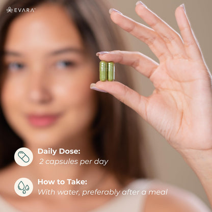 EVARA Moringa Capsules 500mg – Organic Green Superfood (100 Count)