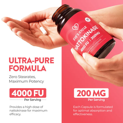 Eve's Cycle Nattokinase 4000 FU - 270 Vegan Natto Capsules | Premium Japanese Enzyme