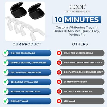 Teeth Whitening Trays Moldable 4-Pc with 2 Slim Cases | BPA-Free