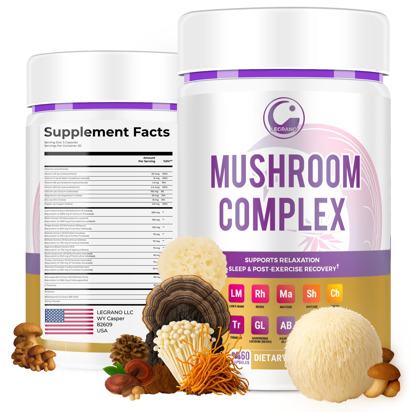 Evening Mushroom Capsules – Relaxation & Sleep (60 Caps)