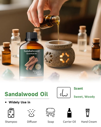 Pure Sandalwood Essential Oil 3.38 Fl Oz – Bedtime Serenity & Pillow Mist