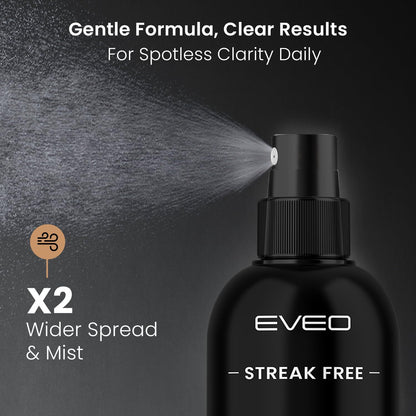 EVEO Eyeglass Cleaner Spray Kit – No-Streak Glasses Cleaner + Microfiber Cloth (2 Pack)