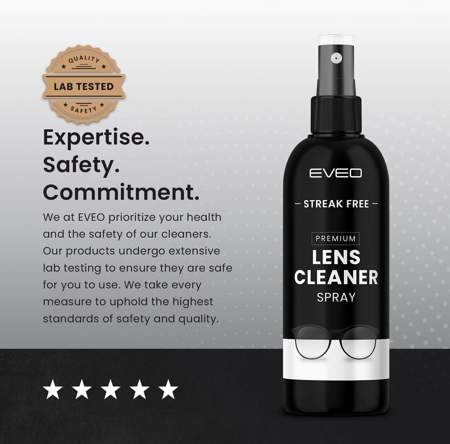EVEO Eyeglass Cleaner Spray Kit – No-Streak Glasses Cleaner + Microfiber Cloth (2 Pack)
