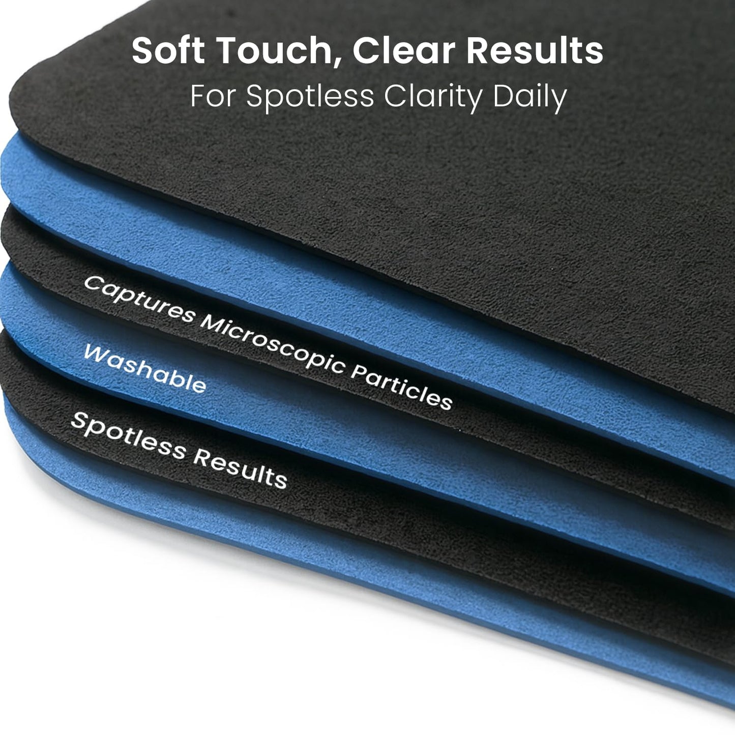 EVEO Glasses Cleaning Cloth – 6 Pack | Microfiber Lens & Screen Cleaner (Black & Blue)