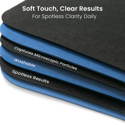 EVEO Glasses Cleaning Cloth – 6 Pack | Microfiber Lens & Screen Cleaner (Black & Blue)
