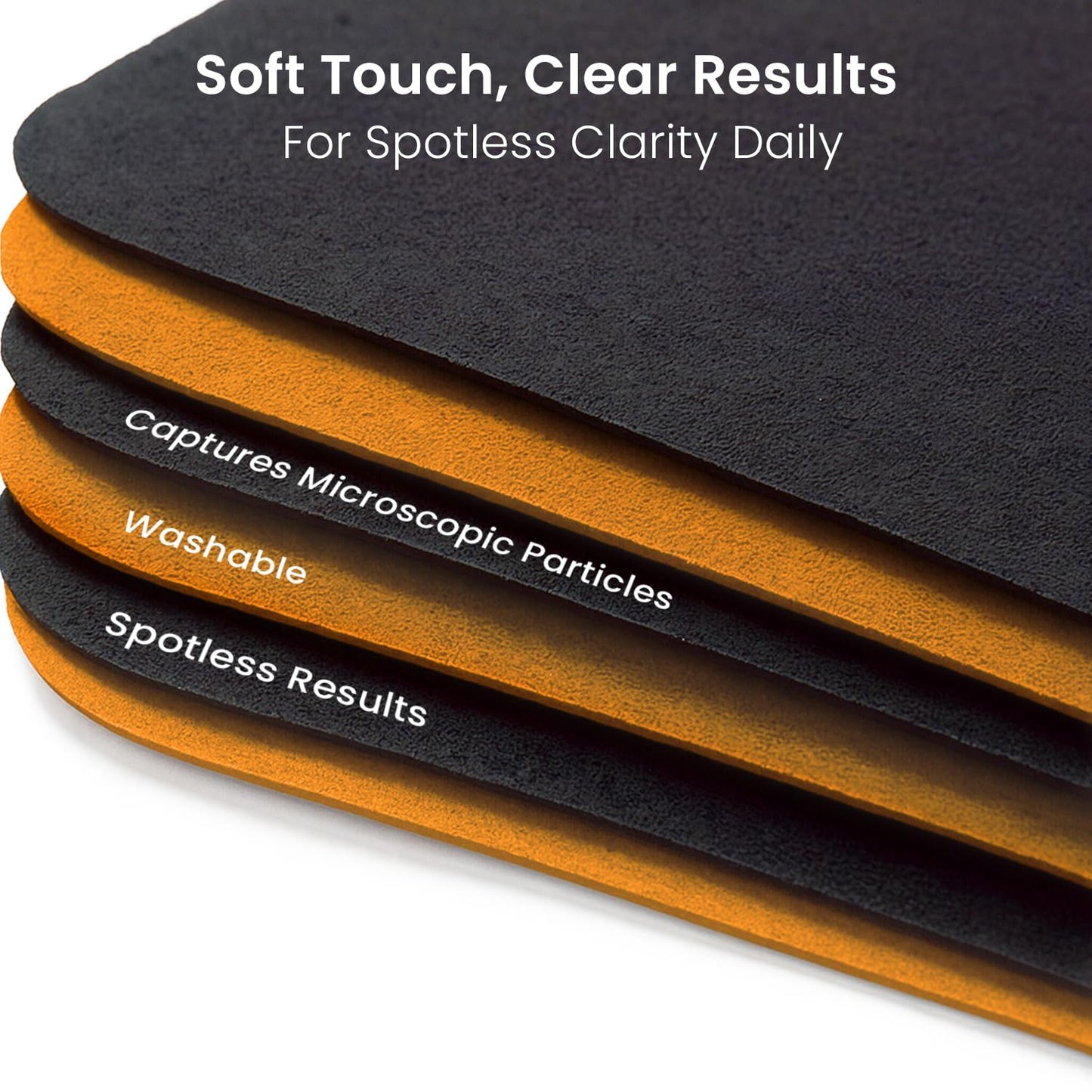 EVEO Glasses Cleaning Cloth 6-Pack | Black & Orange Microfiber Cloth for Lenses & Screens