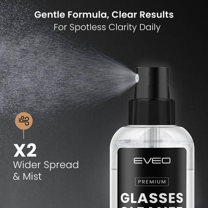 EVEO Glasses Cleaner Spray - No-Streak Eyeglass Cleaner Kit (4oz) with Microfiber Cloth