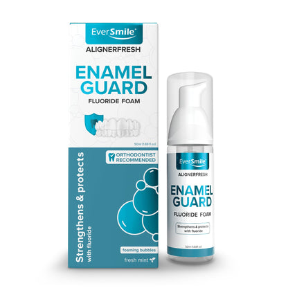 EverSmile AlignerFresh Enamel Guard Fluoride Foam – Aligner & Retainer Cleaner/Whitener with Enamel Protection – Strengthens, Protects & Whitens Teeth, Eliminates Bacteria – Fresh Mint, 1 Pack (50ml)
