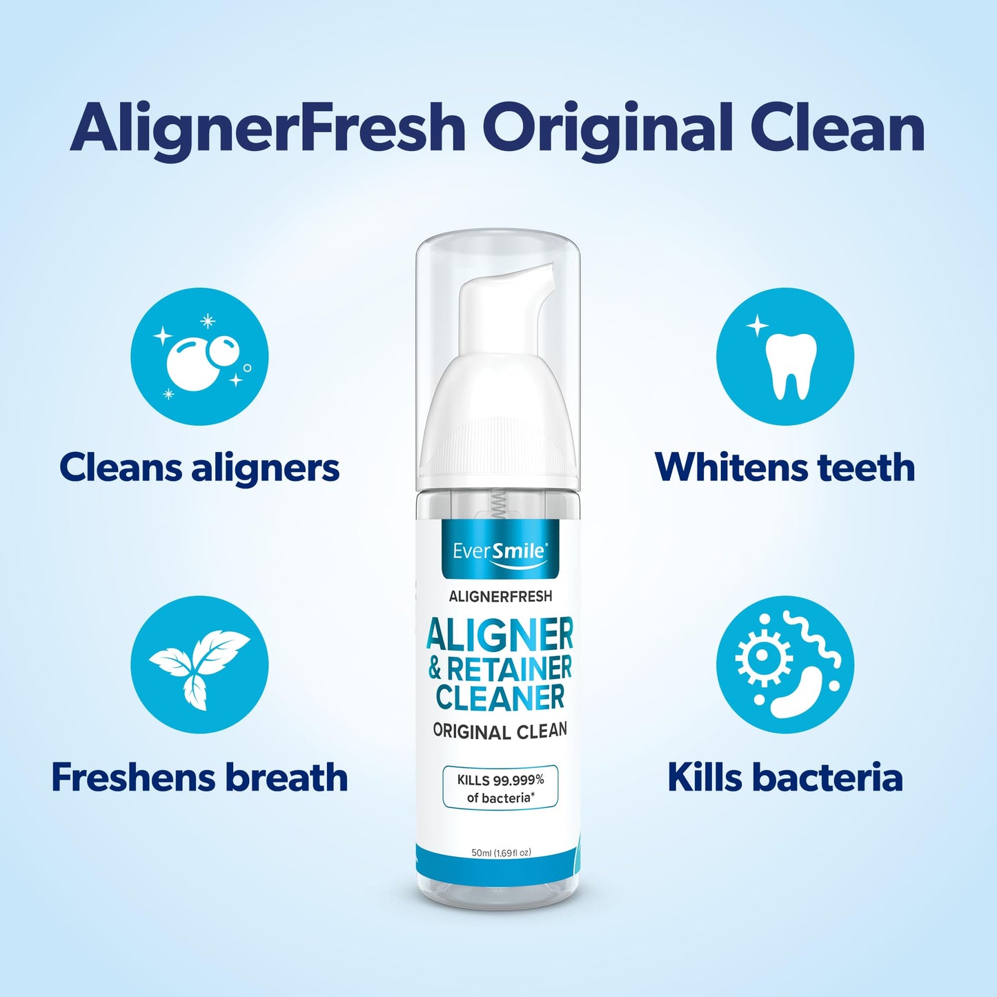 EverSmile AlignerFresh Original Clean Foam – Aligner Cleaner for Invisalign & All Clear Aligners, 25ml (2 Pack)