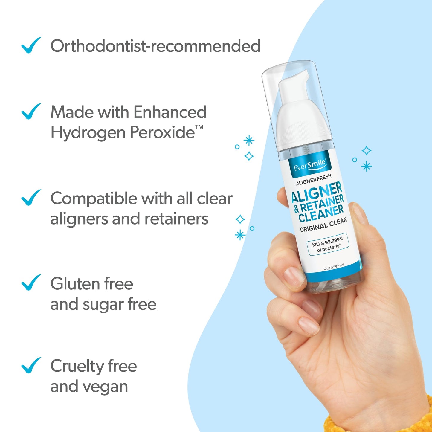 EverSmile AlignerFresh Original Clean Foam – Aligner Cleaner for Invisalign & All Clear Aligners, 25ml (2 Pack)