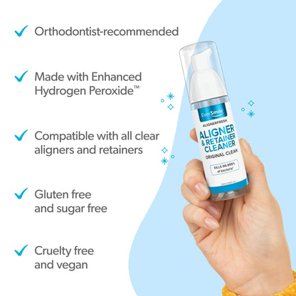 EverSmile AlignerFresh Original Clean Foam – Aligner Cleaner for Invisalign & All Clear Aligners, 25ml (2 Pack)