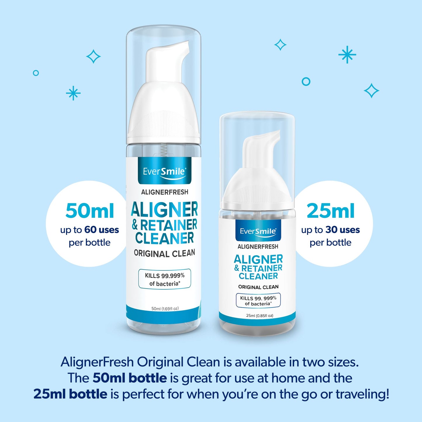 EverSmile AlignerFresh Original Clean Foam – Aligner Cleaner for Invisalign & All Clear Aligners, 25ml (2 Pack)