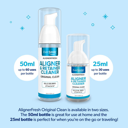 EverSmile AlignerFresh Original Clean Foam – Aligner Cleaner for Invisalign & All Clear Aligners, 25ml (2 Pack)