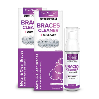 EverSmile OrthoFoam Braces Cleaner - Brushable Foam Whitens Teeth, Fights Plaque & Bacteria - 50ml 2-Pack