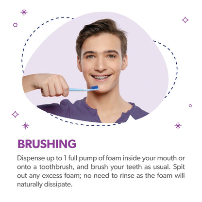 EverSmile OrthoFoam Braces Cleaner - Brushable Foam Whitens Teeth, Fights Plaque & Bacteria - 50ml 2-Pack