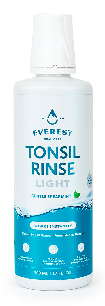 Everest Mouth Wash & Tonsil Stone Remover – Alcohol-Free Natural Mouthwash (17 fl oz) – Light Spearmint