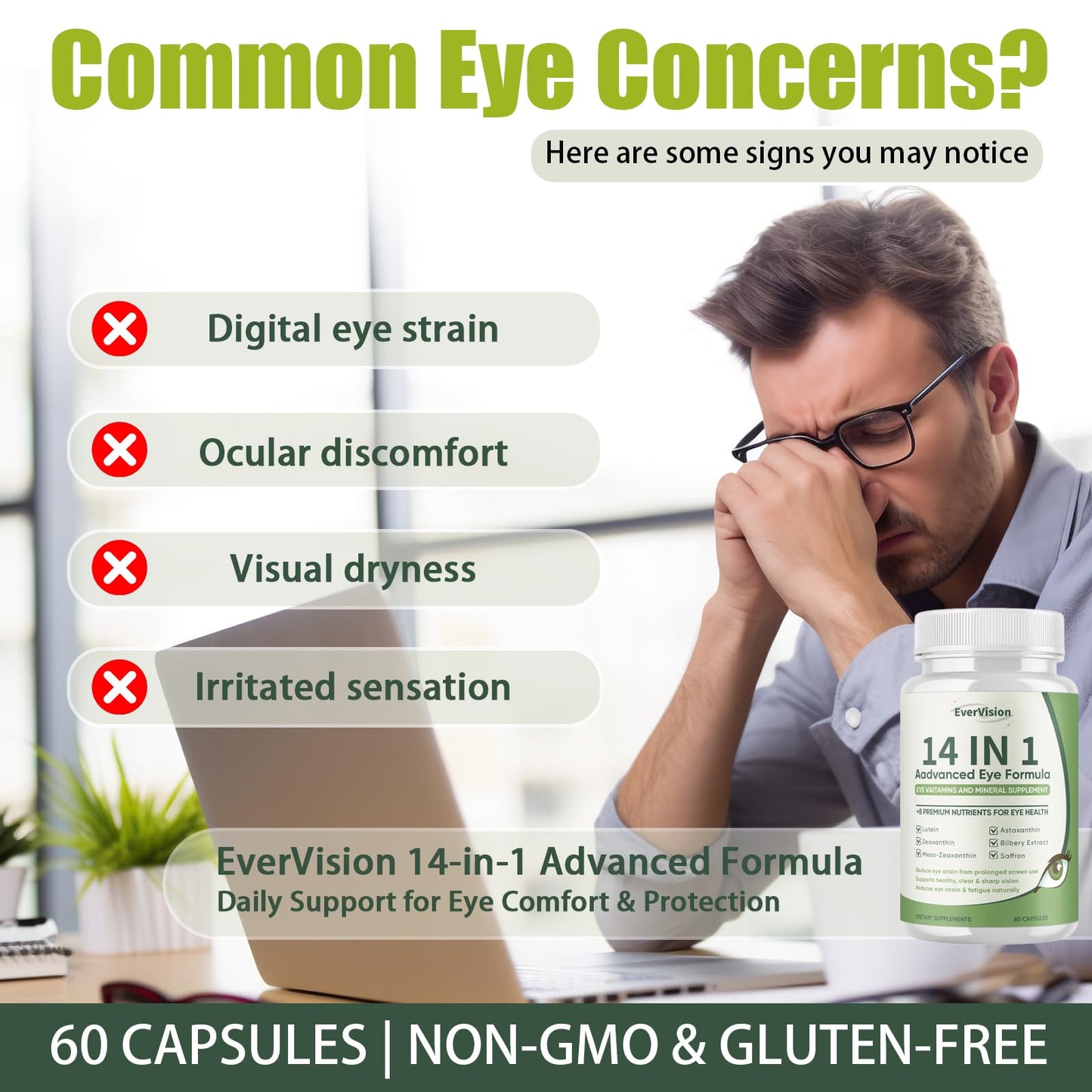 EVERVISION 14-in-1 Eye Formula - Vitamin & Mineral Eye Supplement (60ct)