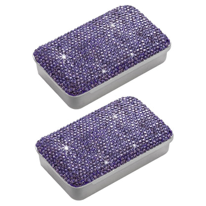 EveryBling 2pcs Dental Floss Holder Travel Bling Tin Box Case Purple
