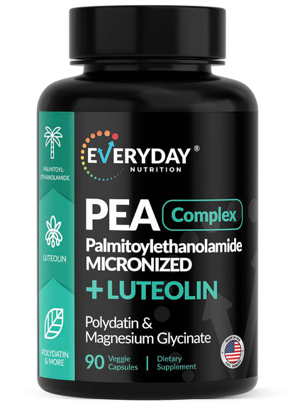 EVERYDAY NUTRITION PEA 400 mg + Luteolin & Magnesium Glycinate | 90 Capsules | Pain Relief & Inflammation Support