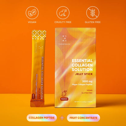 EVERYDAZE Essential Collagen Jelly Stick – Vegan Collagen Peptide, Mango, 10 Packs