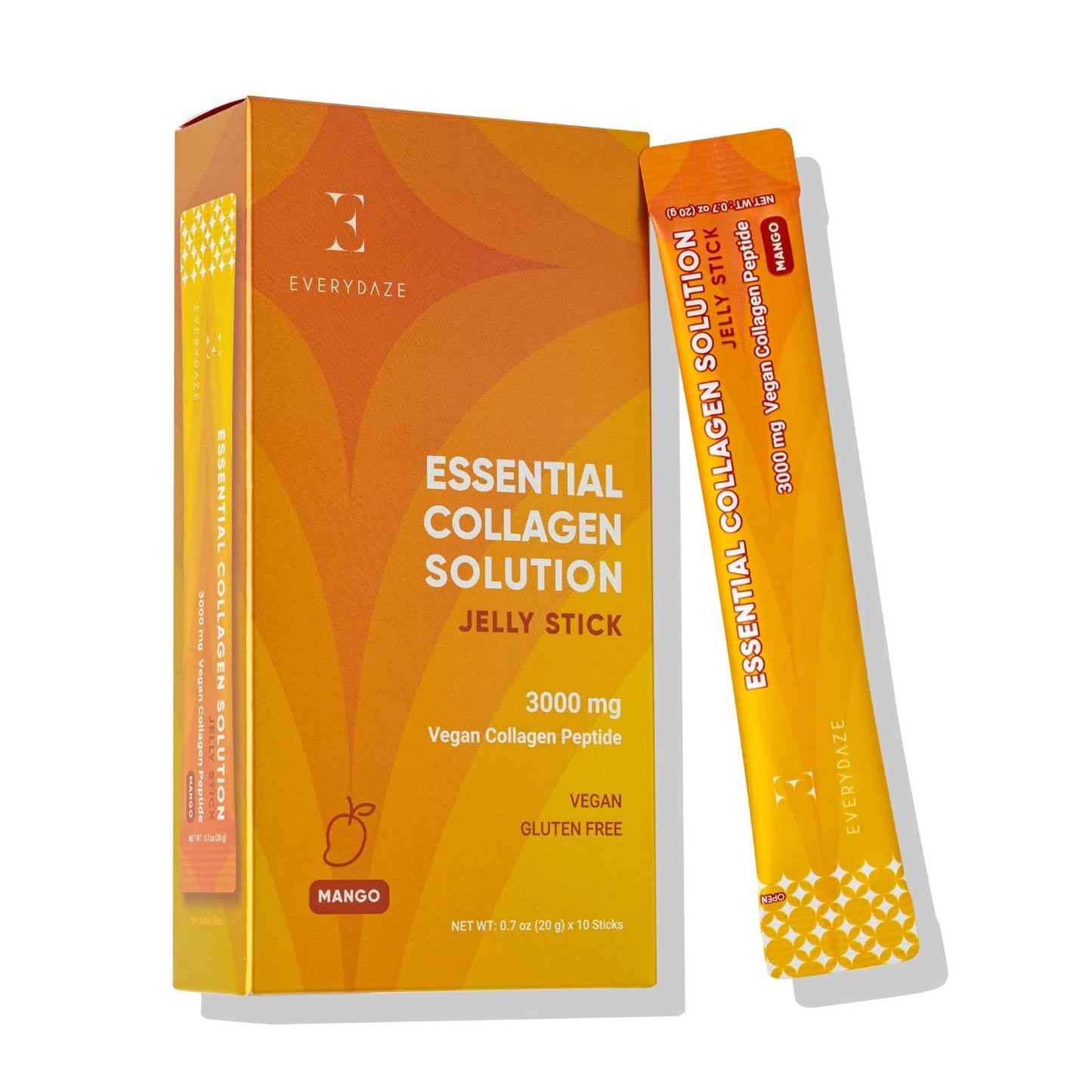 EVERYDAZE Essential Collagen Jelly Stick – Vegan Collagen Peptide, Mango, 10 Packs