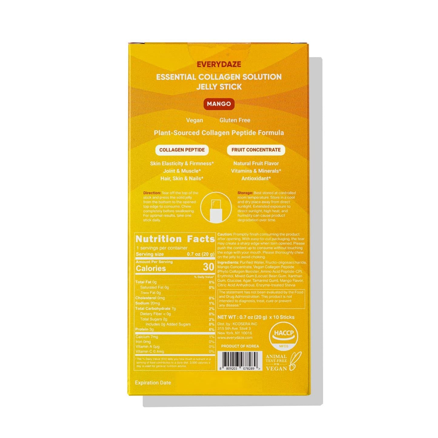 EVERYDAZE Essential Collagen Jelly Stick – Vegan Collagen Peptide, Mango, 10 Packs