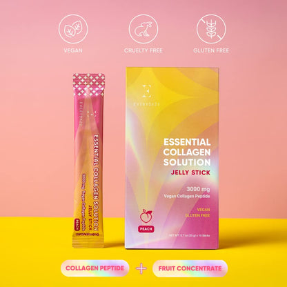 EVERYDAZE Essential Collagen Jelly Stick – Peach, Vegan Peptide, 10-Pack