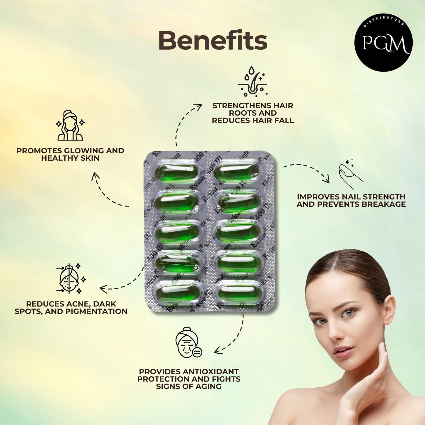 50 Evion Vitamin E 400mg Capsules – Glowing Skin, Hair & Nails