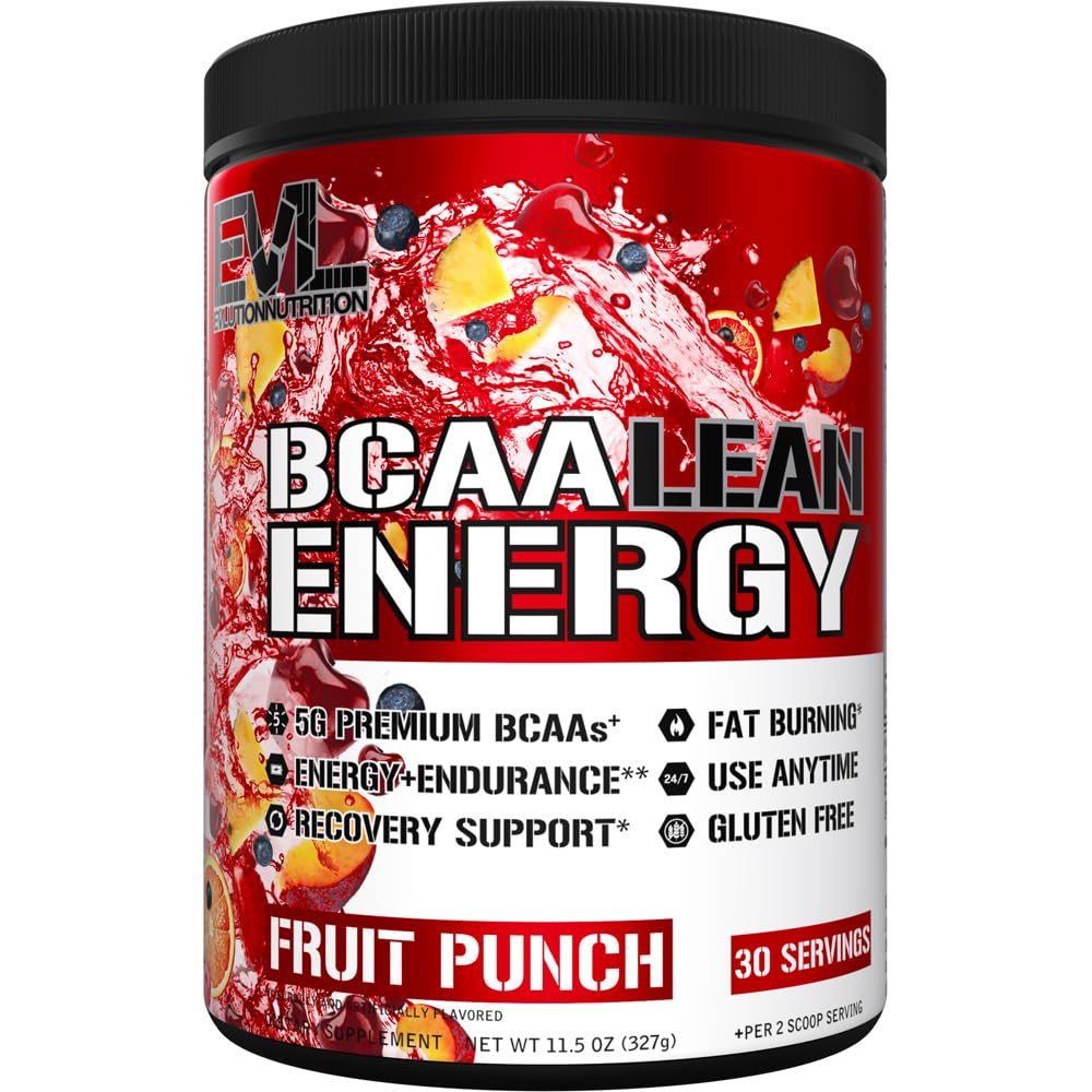 EVL BCAA Lean Energy Powder - Pre Workout & Fat Burner (Fruit Punch)