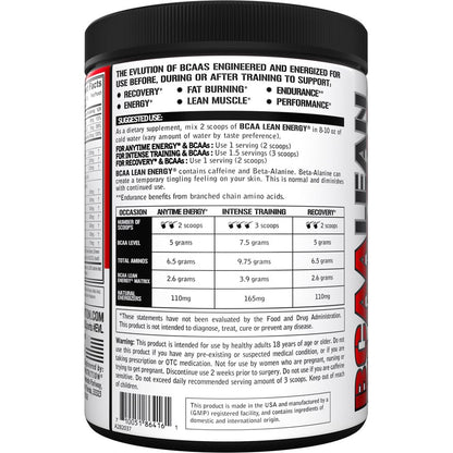 EVL BCAA Lean Energy Powder - Pre Workout & Fat Burner (Fruit Punch)