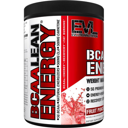 EVL BCAA Lean Energy Powder - Pre Workout & Fat Burner (Fruit Punch)