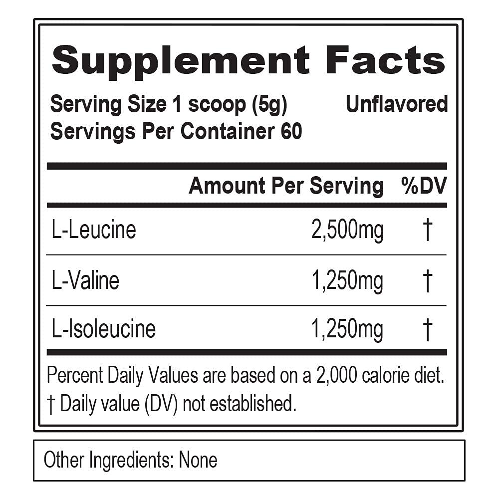 EVL BCAA5000 Amino Acids Powder – Stim-Free Pre & Post Workout Recovery (Unflavored, 5g)