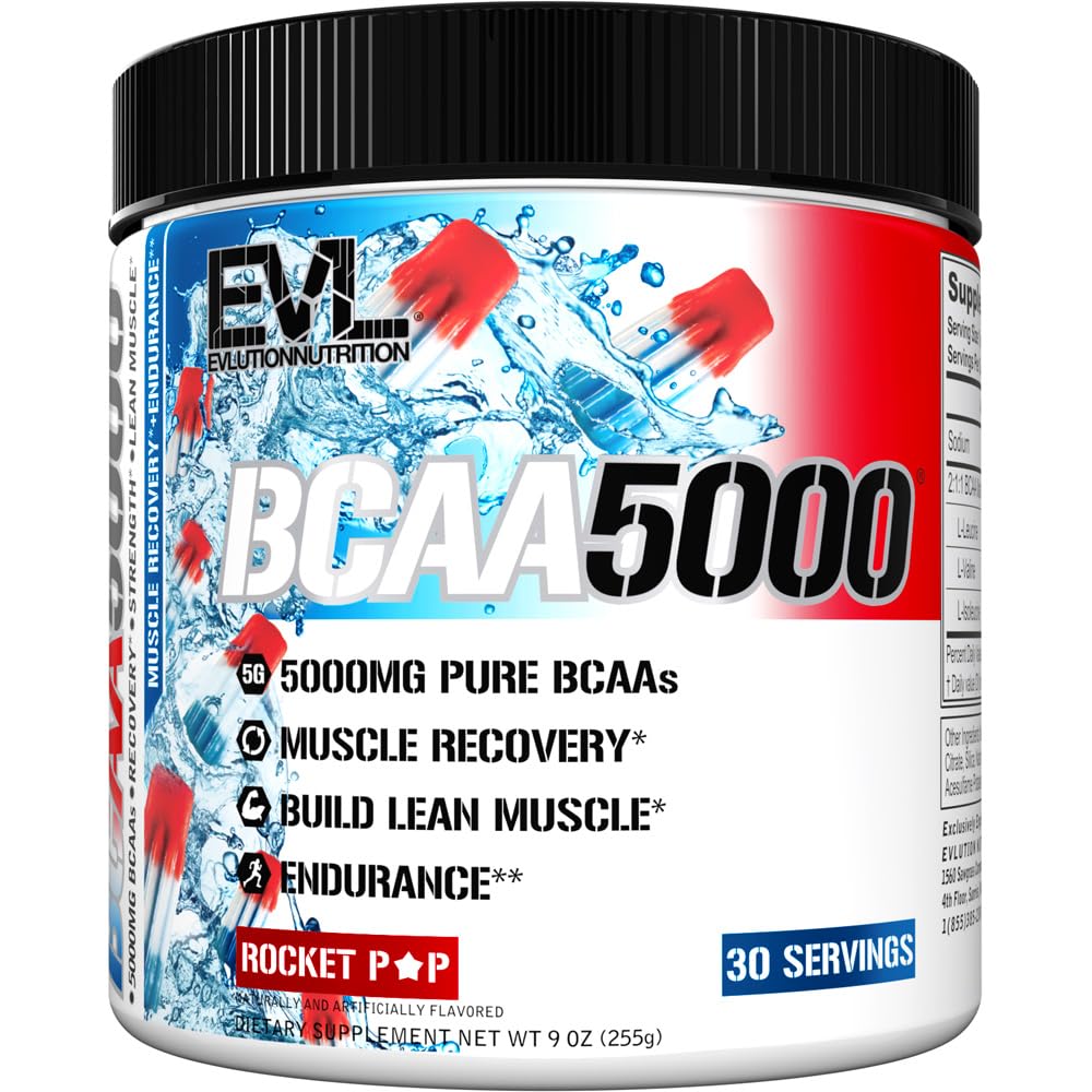 EVL BCAAs Amino Acids Powder – 5g BCAA, Post-Workout & Stim-Free Pre-Workout (Rocket Pop)