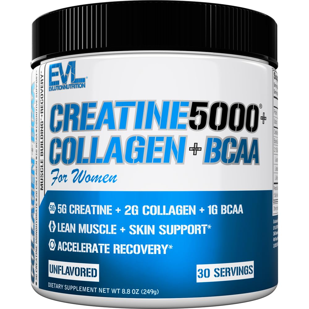 EVL Creatine 5000 + Collagen + BCAA for Women - 30 Servings, Unflavored