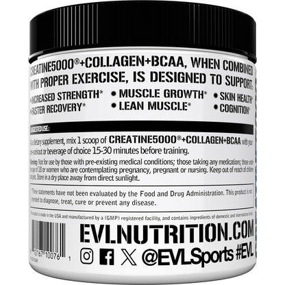 EVL Creatine 5000 + Collagen + BCAA for Women - 30 Servings, Unflavored