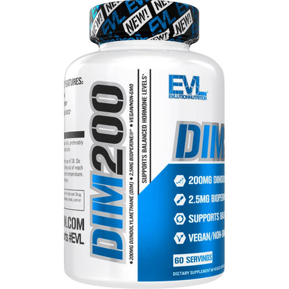EVL Diindolylmethane Supplement for Men - Advanced DIM 200mg with Dim Plus Bioperine for Enhanced Absorption - Vegan Non-GMO Hormone Balance Supplement for Enhanced Energy Mood and Performance