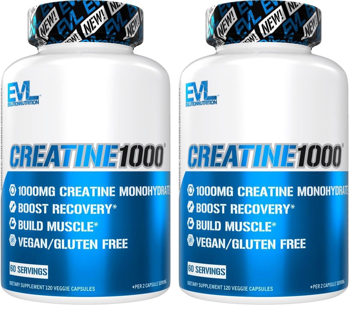 EVL Creatine Monohydrate 1000mg Capsules – Pre & Post Workout