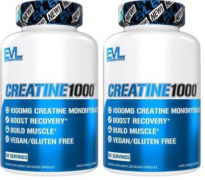 EVL Creatine Monohydrate 1000mg Capsules – Pre & Post Workout